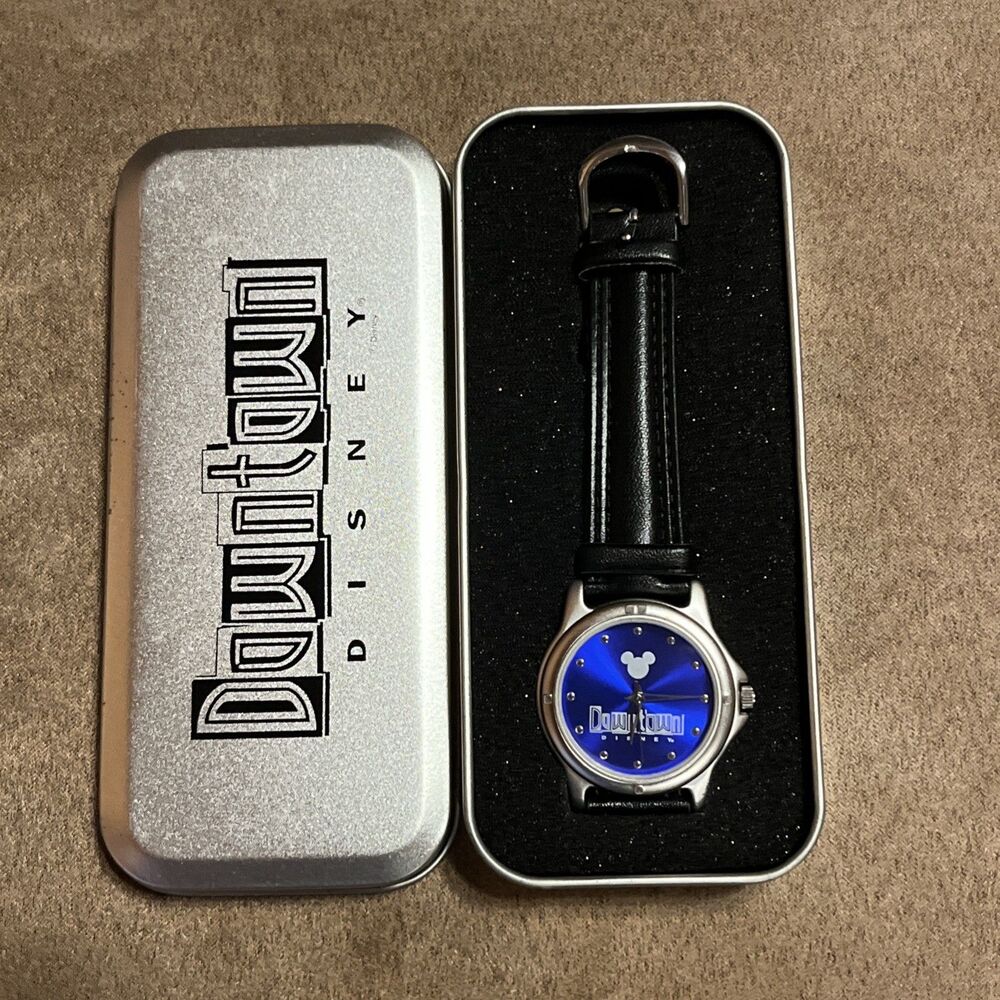 Downtown Disney park Wrist Watch Retired RARE NIB black Disney Springs Mickey